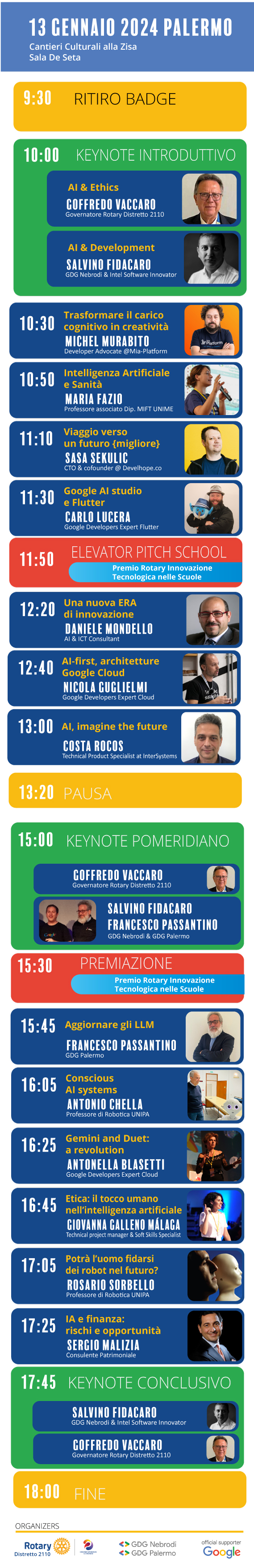 Programma DevFest Palermo 2024 Google Developer Rotary